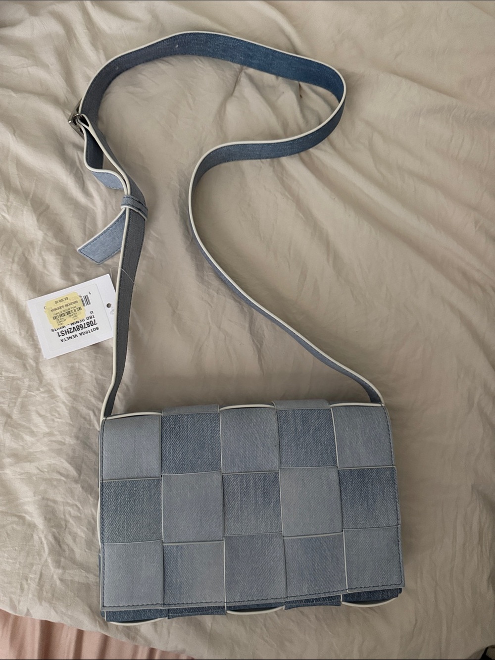 Bottega Veneta Woven leatherDenim Crossbody - Light Blue
